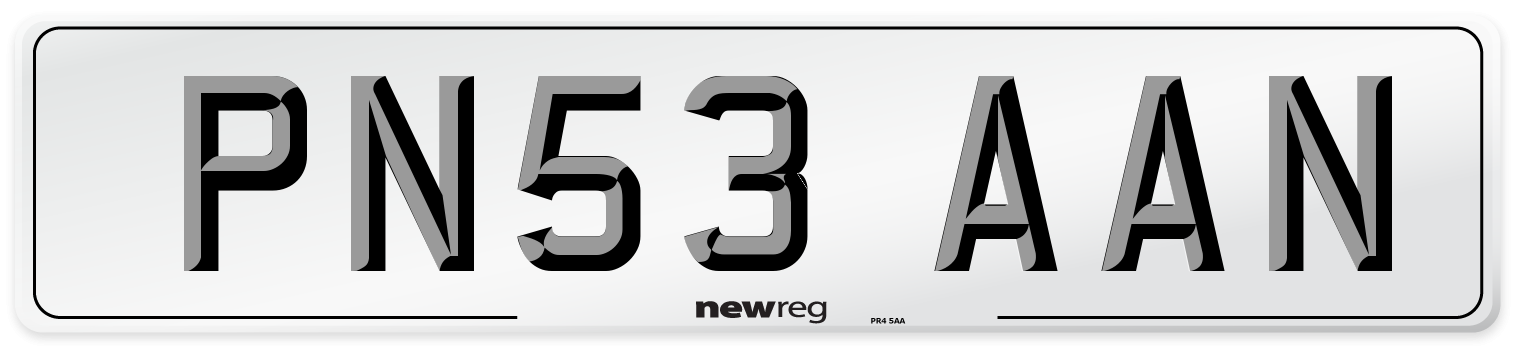 PN53 AAN Number Plate from New Reg